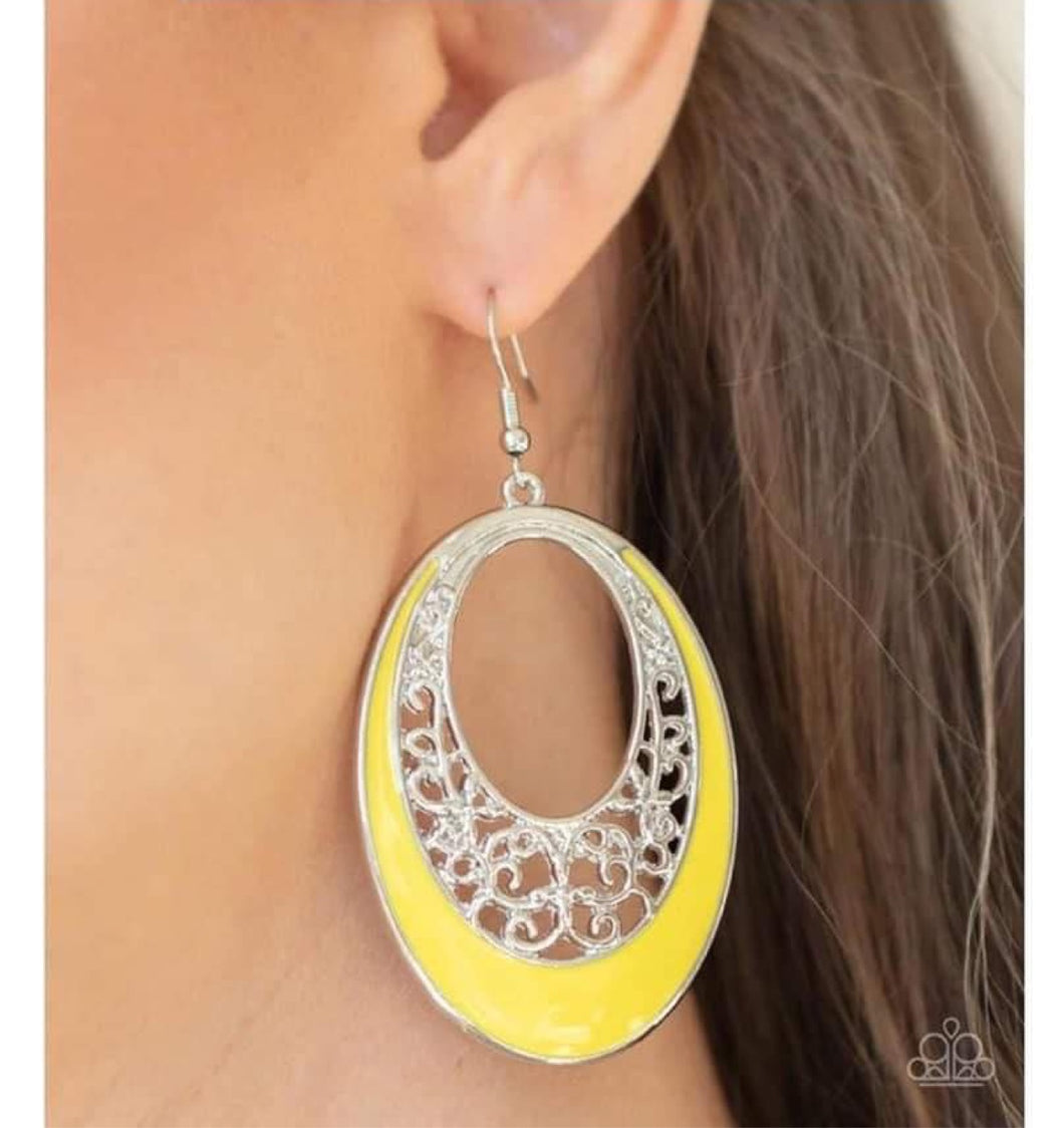 Orchid Bliss-Yellow Earrings